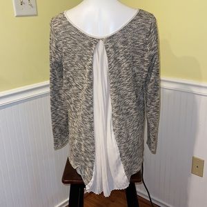 Green Envelope Ladies high Low Sweater with Sheer Panels 1X